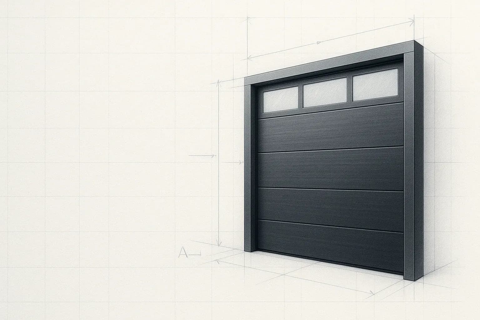 BSD Garage Door — sectional door rendered on architectural blueprint